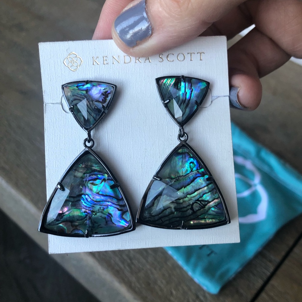 Kendra Scott Maury Earrings Gunmetal & Abalone